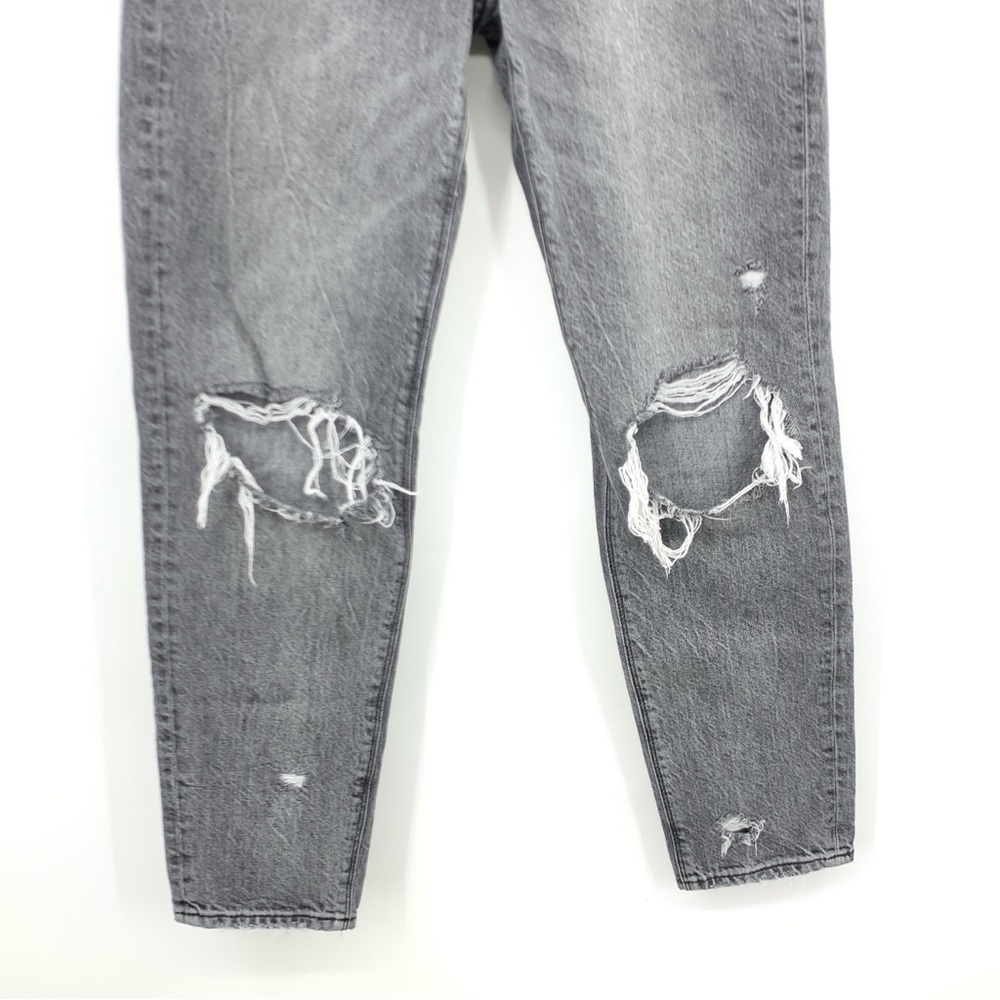 American Eagle Women Size 0 Jeans Mom Straight Pants Gray Distressed 100% Cotton - Picture 3 of 9